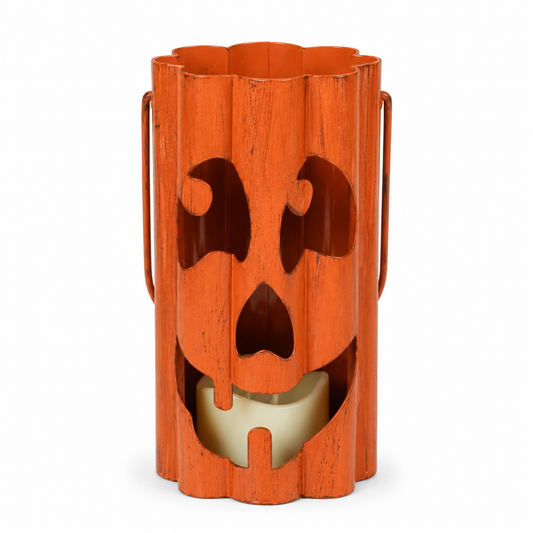 Rustic Halloween Ghost Face Metal Lantern