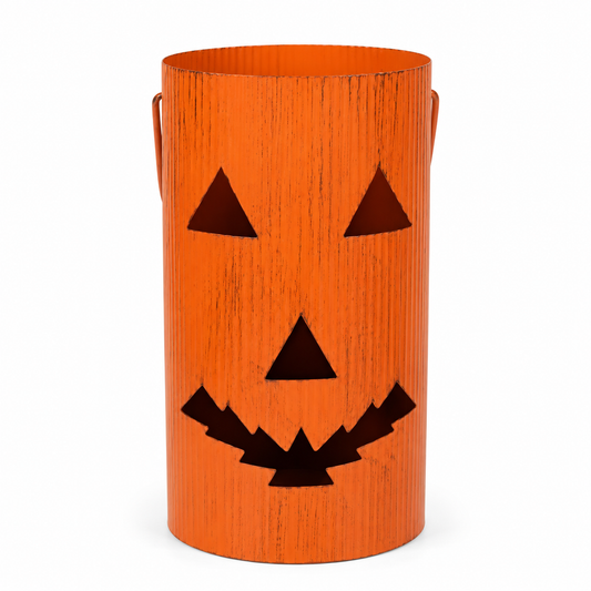 Orange Jack-O’-Lantern Metal Bucket