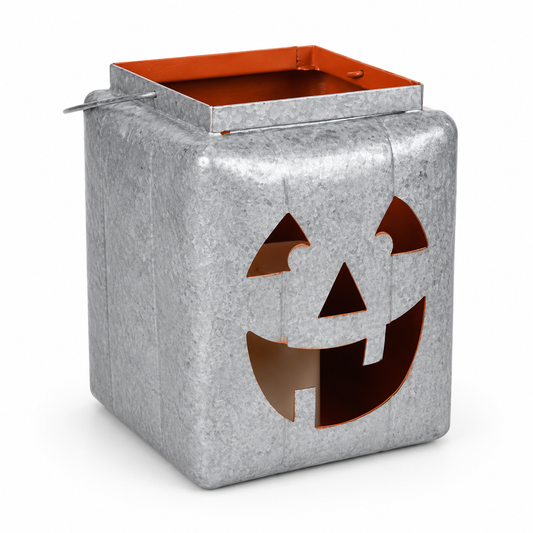 Galvanized Metal Halloween Pumpkin Lantern