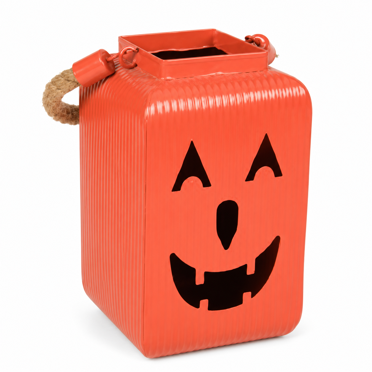 Orange Pumpkin Metal Lantern Canister