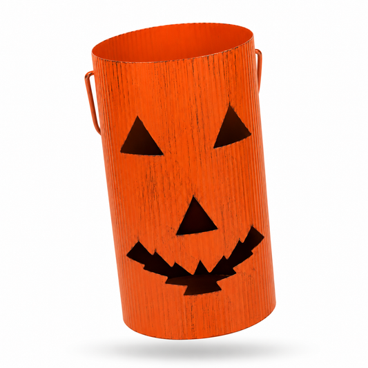 Orange Jack-O’-Lantern Metal Bucket