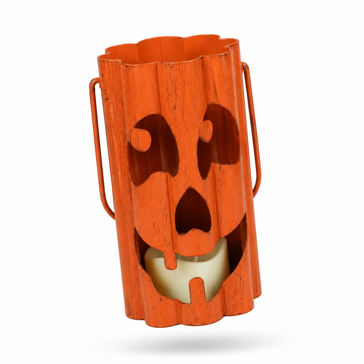 Rustic Halloween Ghost Face Metal Lantern