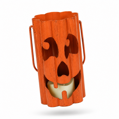 Rustic Halloween Ghost Face Metal Lantern