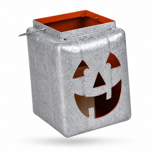 Galvanized Metal Halloween Pumpkin Lantern