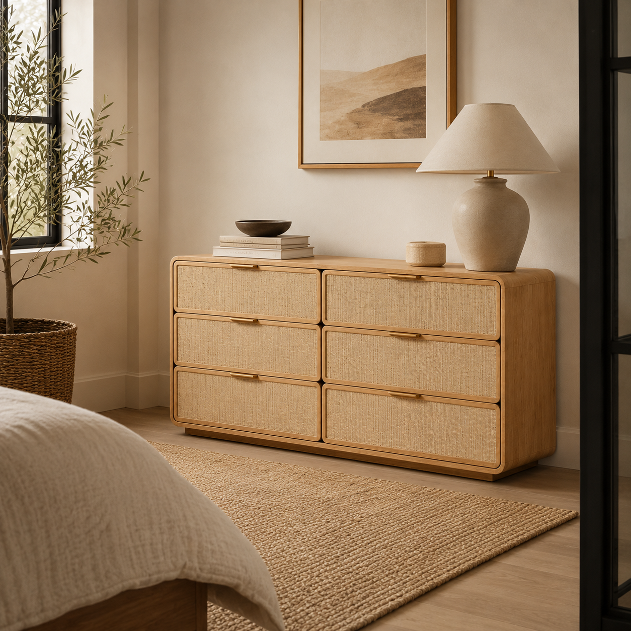 Poppy Cane 6-Drawer Dresser