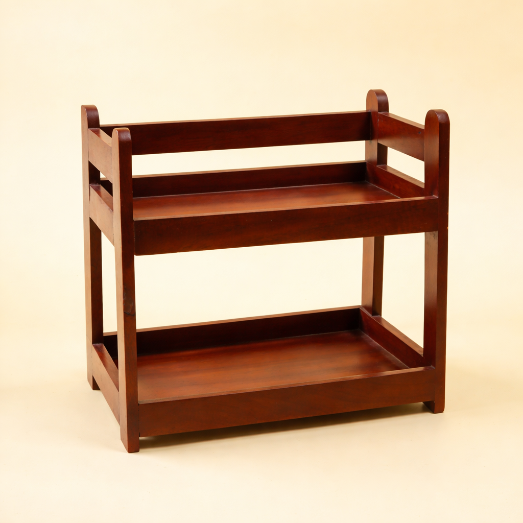 2 Tier Wooden Organizer Rack | Kitchen Countertop Storage & Display Shelf | Wooden Utility Stand