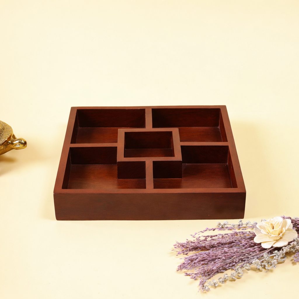 Wooden Compartment Platter | Decorative Wooden Serving Tray