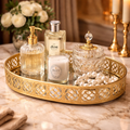 Oval Gold Mirror Vanity Tray | Decorative Makeup & Perfume Organizer