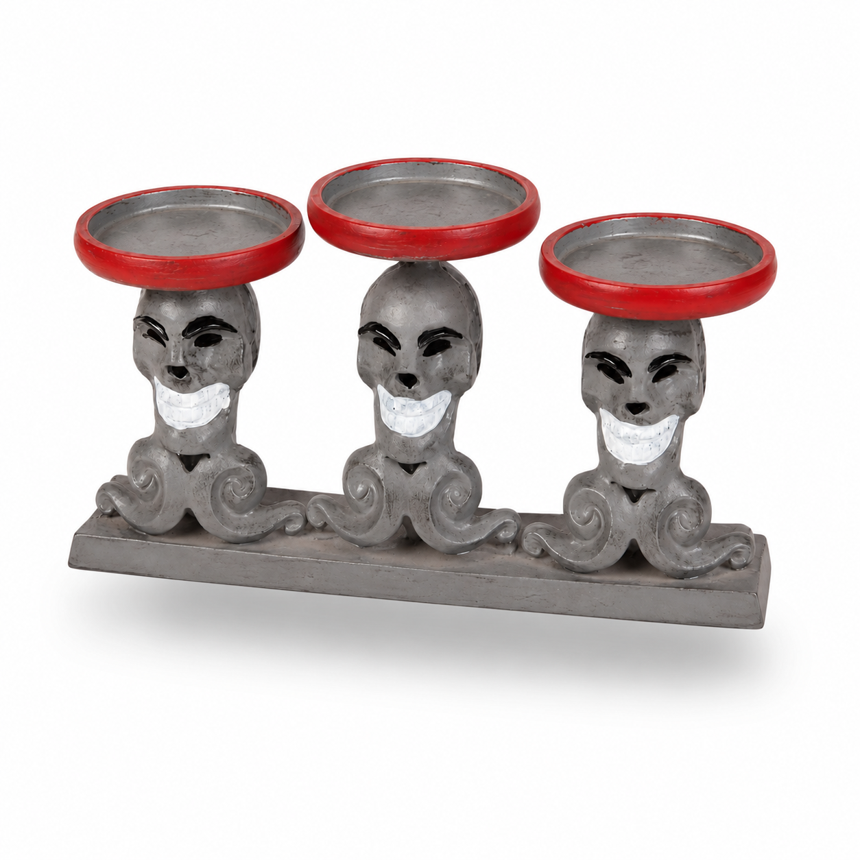 Decorative Skull Candle Holder Tray
