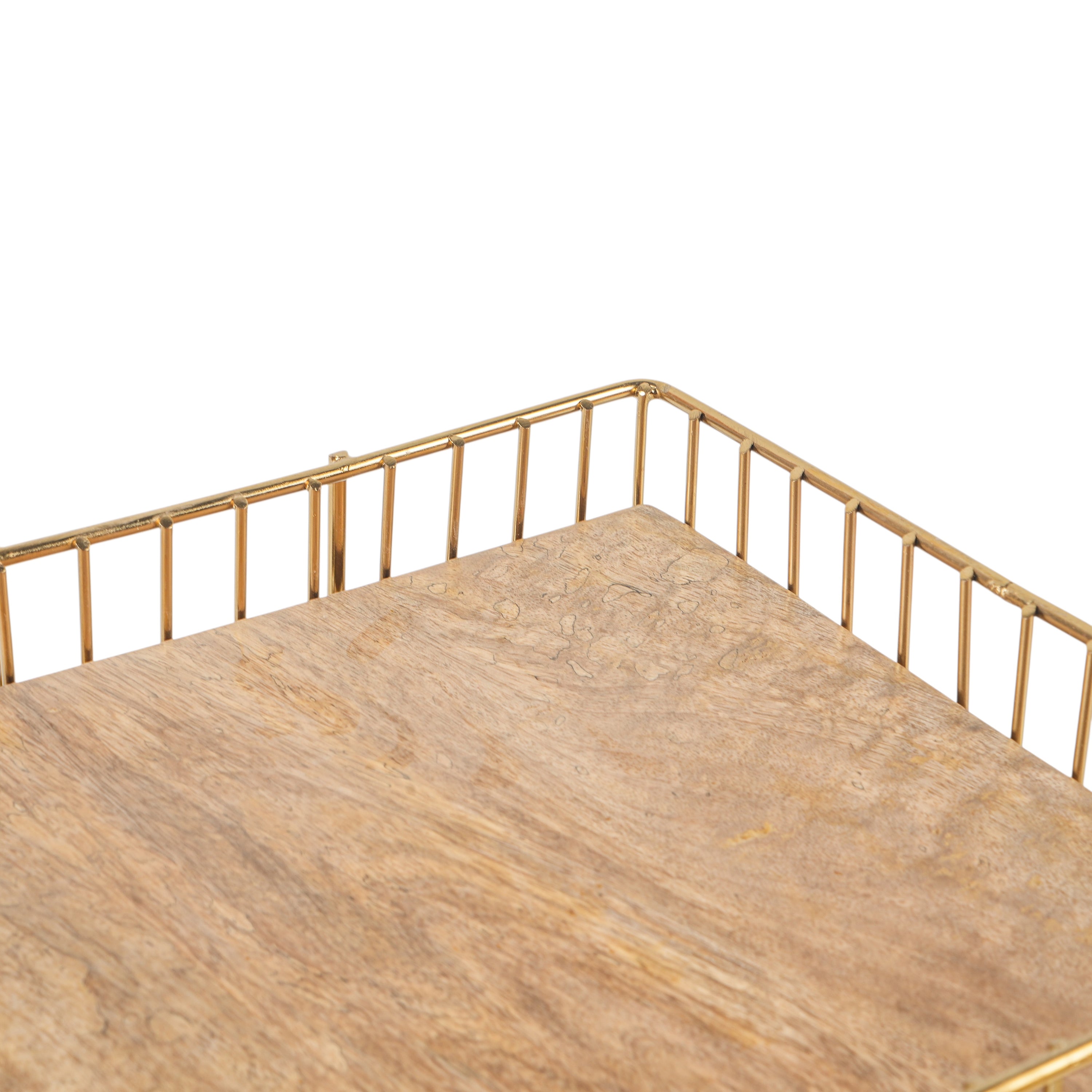 Decorative 2 Tier Storage Rack | Metal Frame Wooden Shelf Organizer