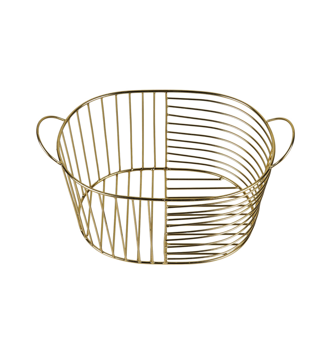 Decorative Metal Basket with Handles | Multipurpose Storage Basket