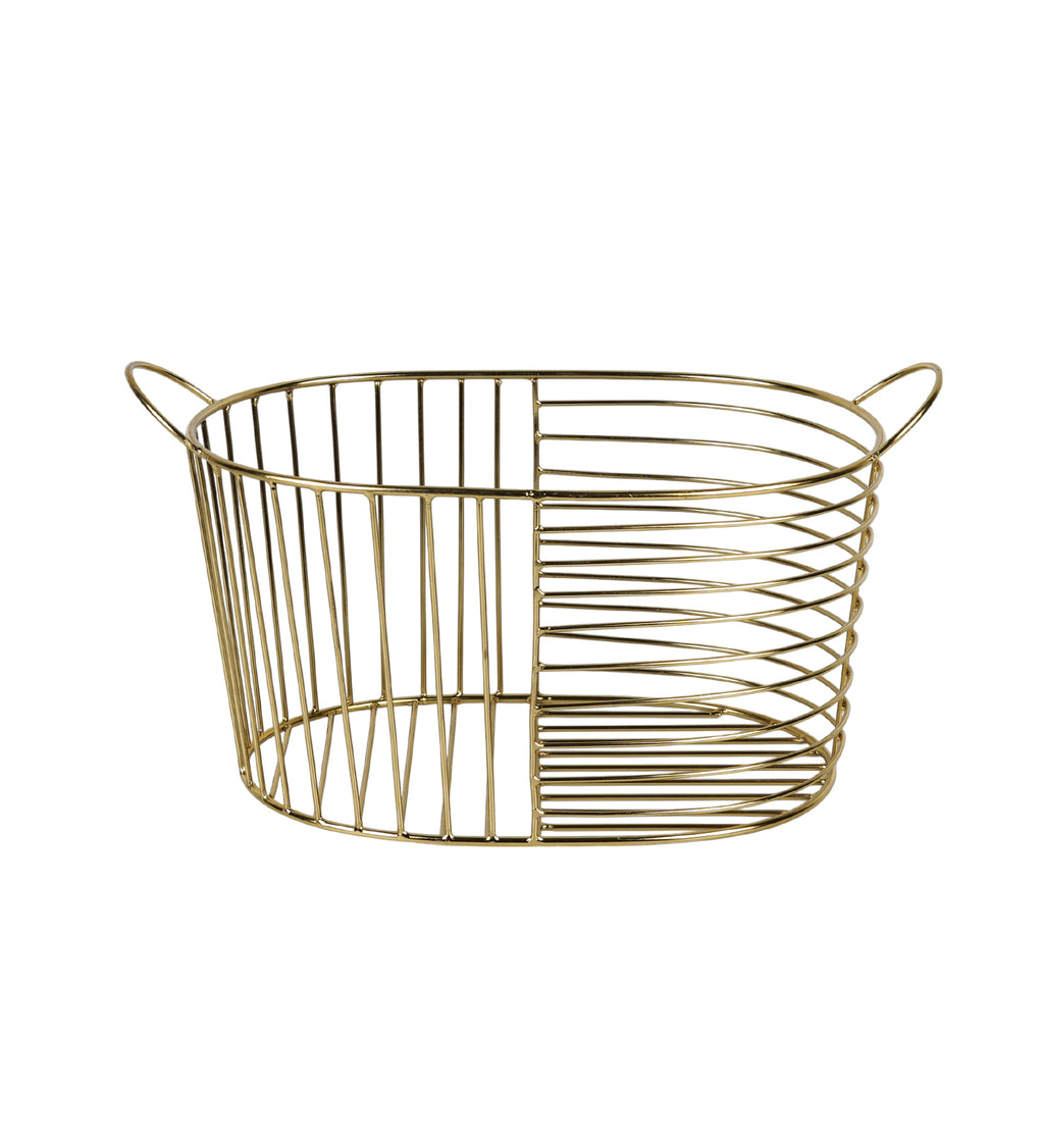 Decorative Metal Basket with Handles | Multipurpose Storage Basket