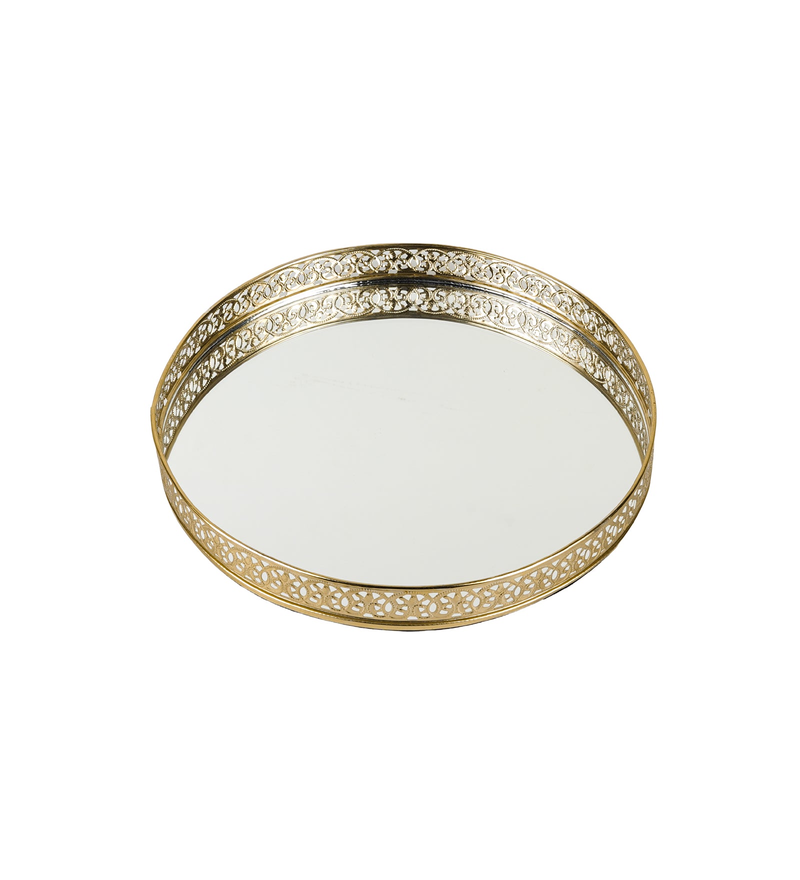Silver Plated Decorative Mirror Tray | 10 Inch Round Vanity Display Tray