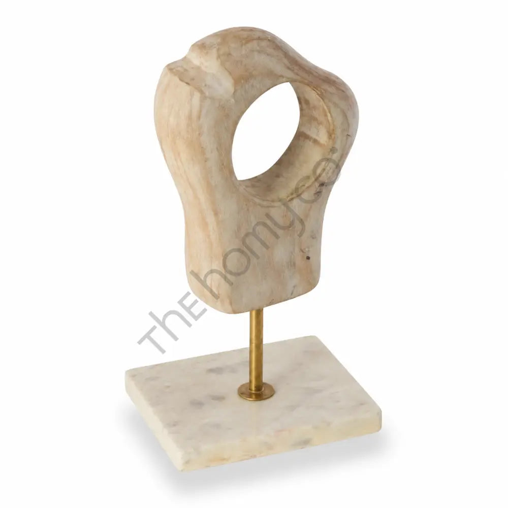 Abstract marble sculpture on a sleek metal stand for modern tabletop home and office decor. - 2