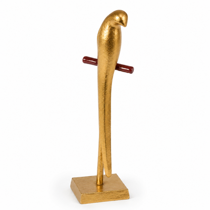 Modern Metal Parrot Sculpture on Stand