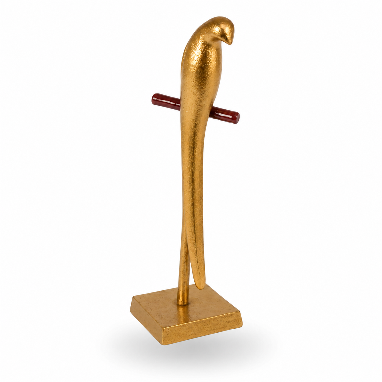 Modern Metal Parrot Sculpture on Stand