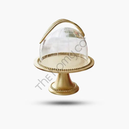 Beaded Cake Stand with Glass Dome Lid - Cake Stands
