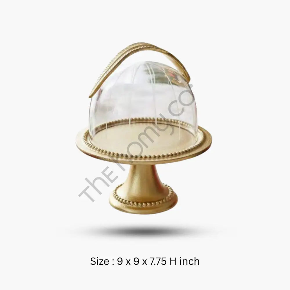 Beaded Cake Stand with Glass Dome Lid - Cake Stands