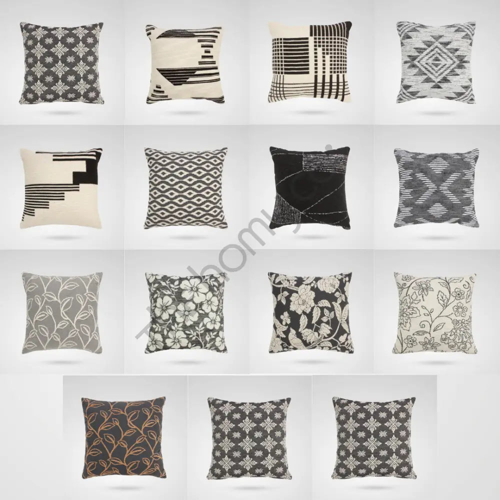 Black and white geometric woven throw cushion cover with a modern monochrome pattern for home decor. - 2