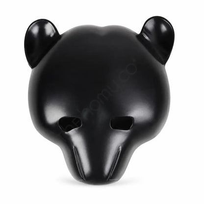 Matte black animal face mask with fox and wolf silhouettes for Halloween costume and masquerade.