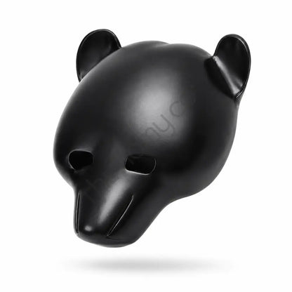 Matte black animal face mask with fox and wolf silhouettes for Halloween costume and masquerade. - 2