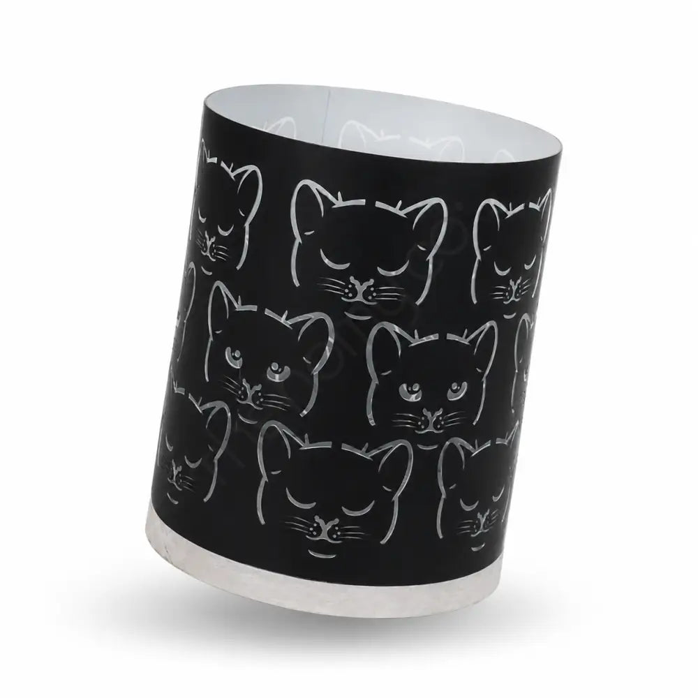 Black cat themed decorative candle holder with gothic metal lantern design for spooky Halloween home decor. - 2