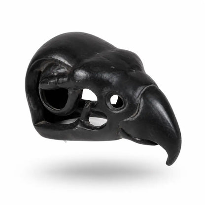 Black raven skull decorative sculpture showpiece with matte black finish for gothic home decor. - 2
