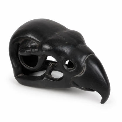 Black raven skull decorative sculpture showpiece with matte black finish for gothic home decor.