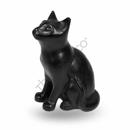 Sleek glossy black sitting cat decorative figurine for modern home and office shelf decor. - 2