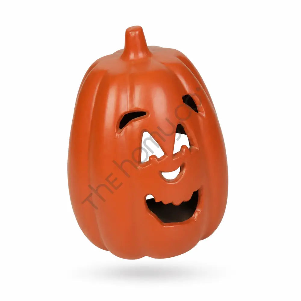 Vibrant orange Jack-O'-Lantern pumpkin decoration with carved face for Halloween home decor. - 2