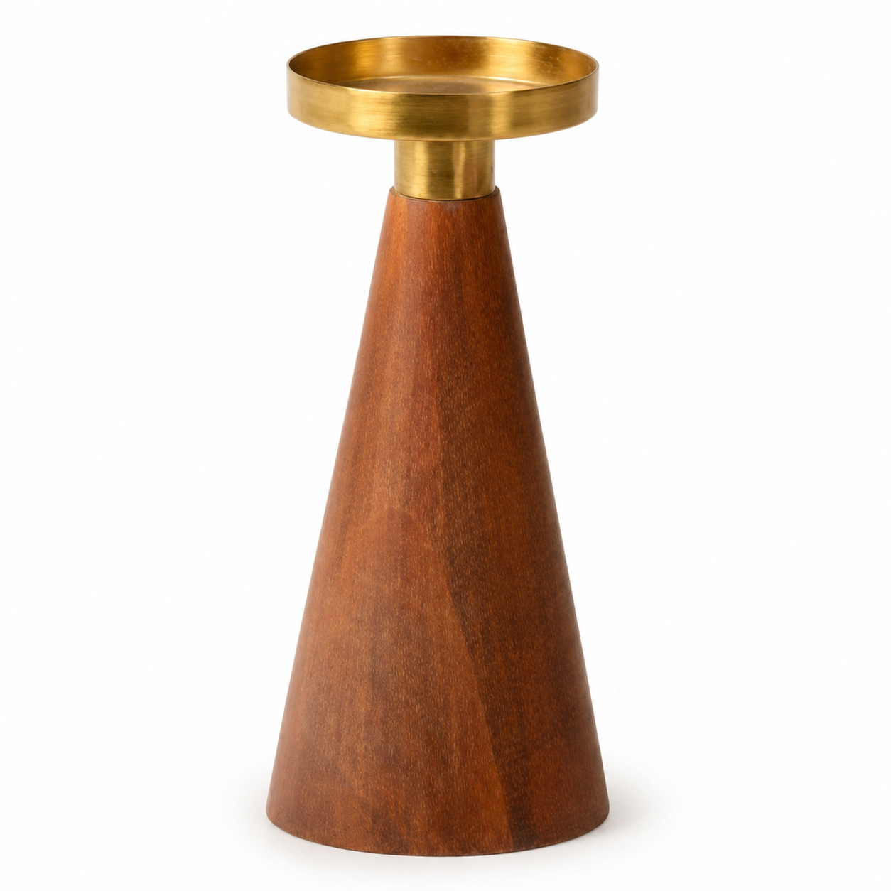 Modern Wooden & Brass Candle Holder