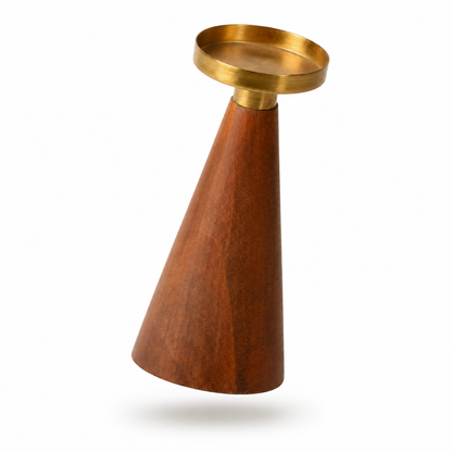 Modern Wooden & Brass Candle Holder