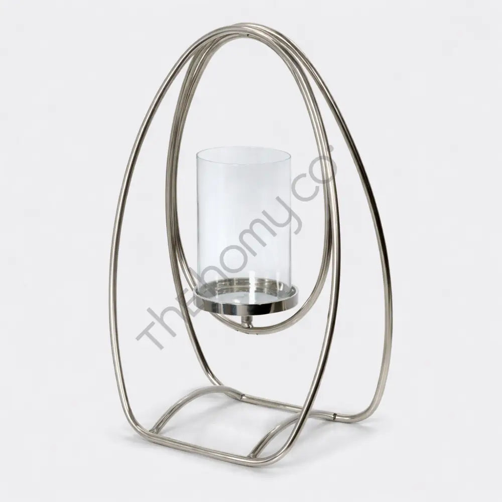 Contemporary Metal & Glass Candle Stand | Decorative Lantern for Living Room & Table Decor - Candle Holders
