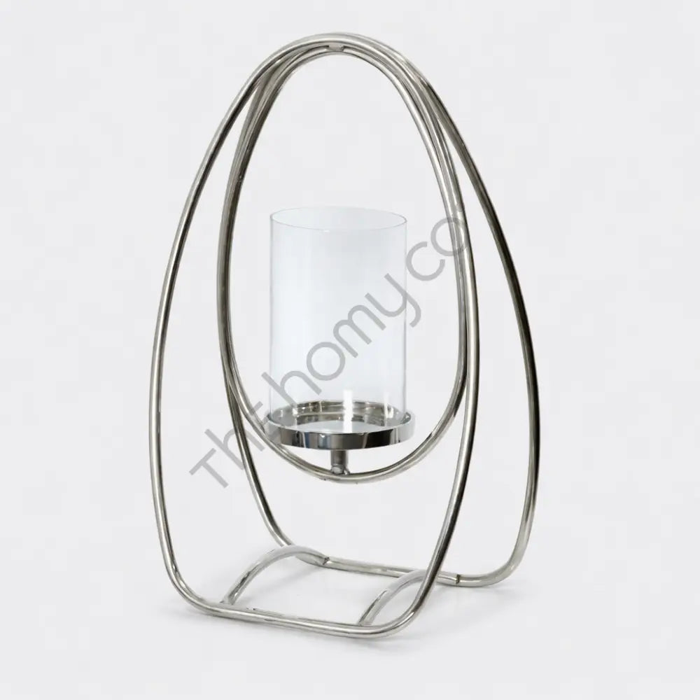 Contemporary Metal & Glass Candle Stand | Decorative Lantern for Living Room & Table Decor - Candle Holders