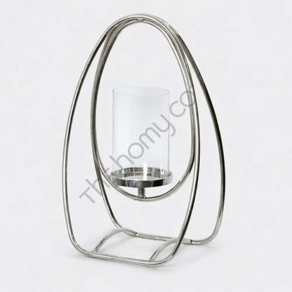 Contemporary Metal & Glass Candle Stand | Decorative Lantern for Living Room & Table Decor - Candle Holders