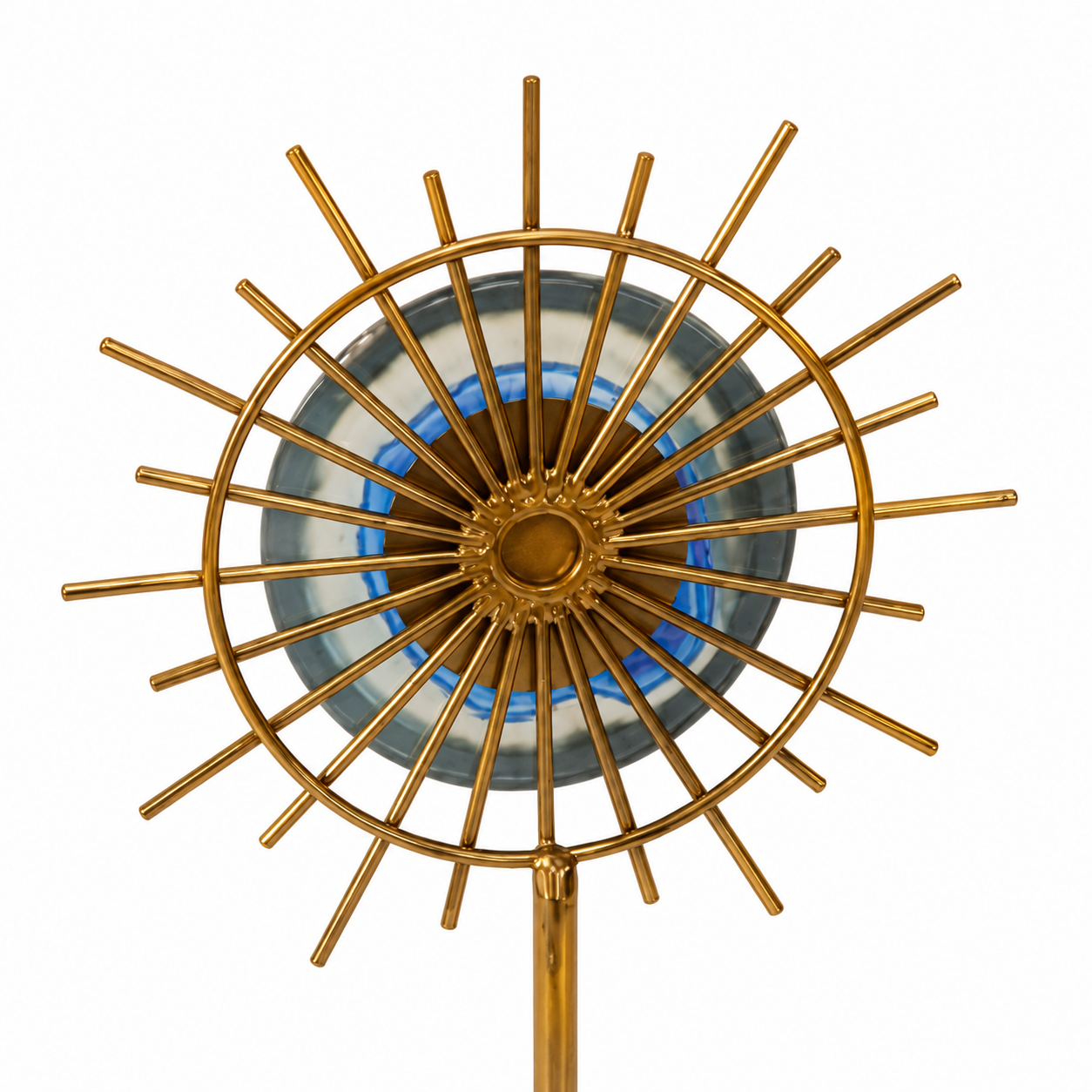 Gold Sunburst Sculpture with Marble Base
