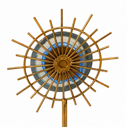 Gold Sunburst Sculpture with Marble Base