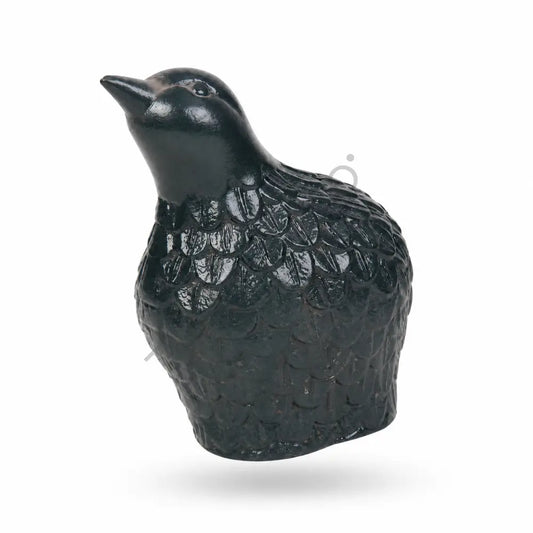 Elegant black ceramic bird-shaped vase with glossy finish and textured feather detailing for modern home decor. - 2