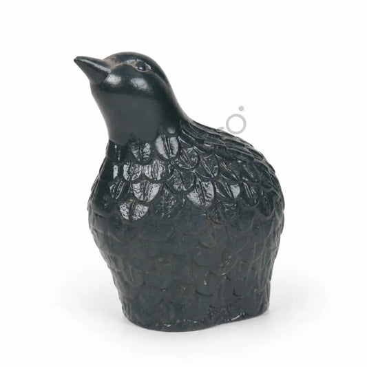 Elegant black ceramic bird-shaped vase with glossy finish and textured feather detailing for modern home decor.