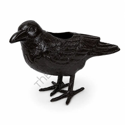 Gothic black raven bird-shaped metal planter for succulents and indoor tabletop decor. - 2