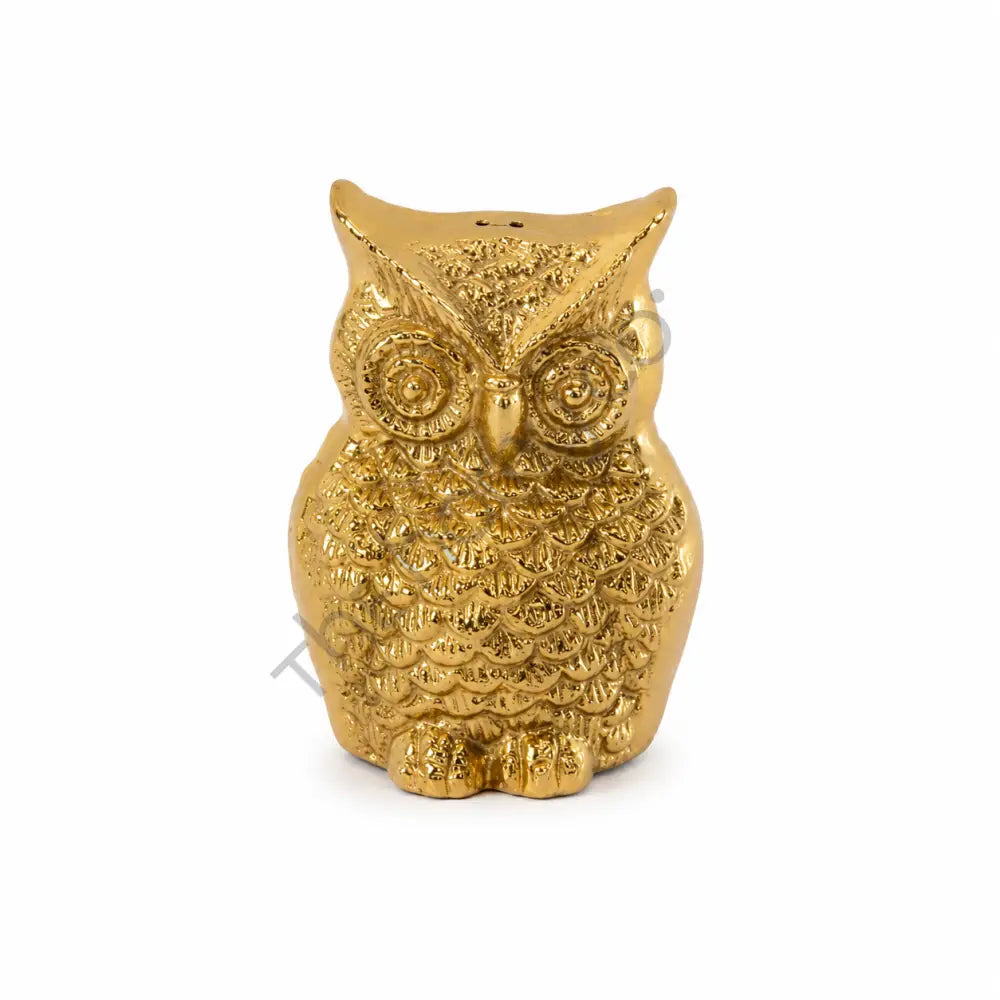 Elegant decorative gold owl figurine with intricate feather detailing for home and office desk decor.