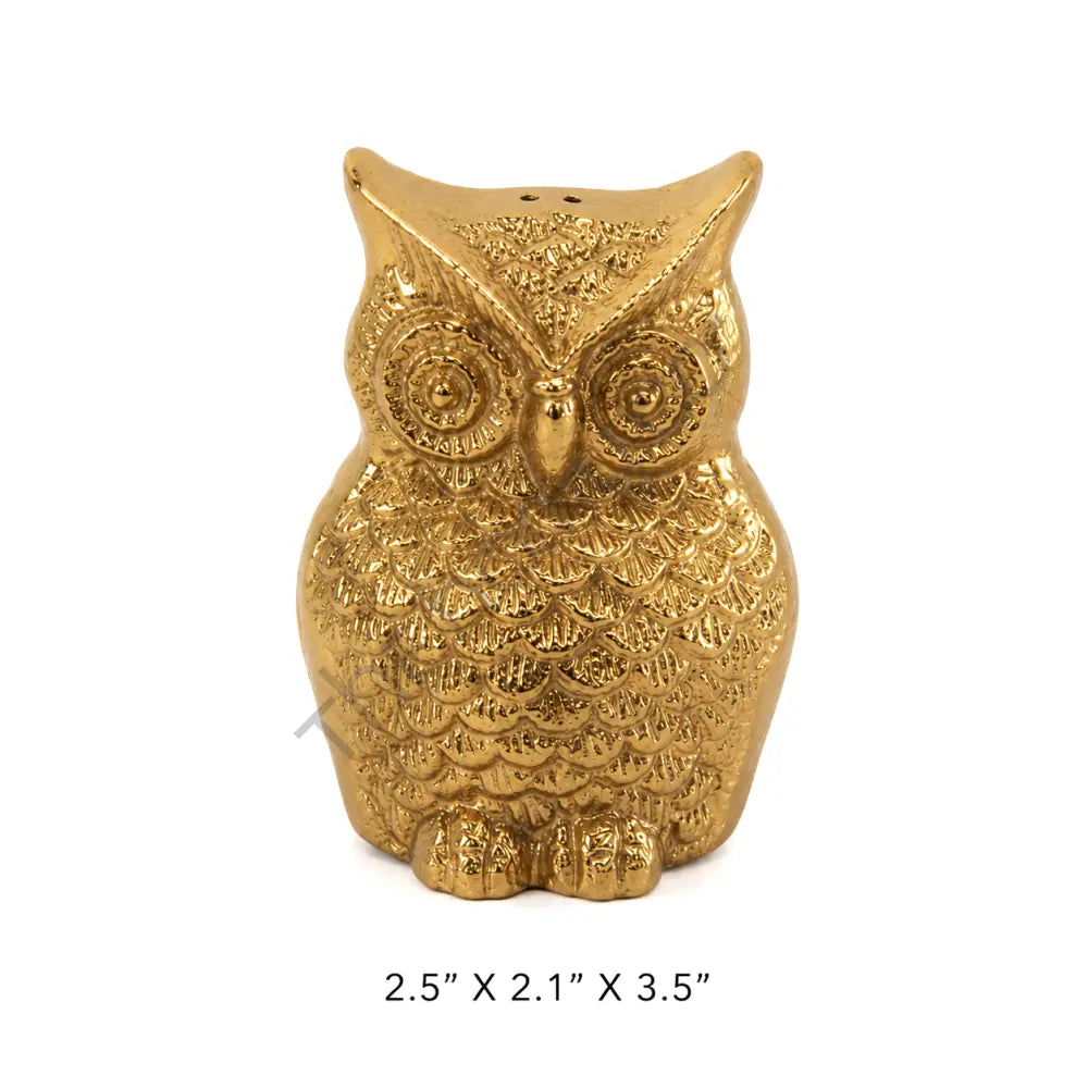Elegant decorative gold owl figurine with intricate feather detailing for home and office desk decor. - 3