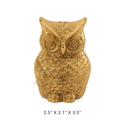 Elegant decorative gold owl figurine with intricate feather detailing for home and office desk decor. - 3