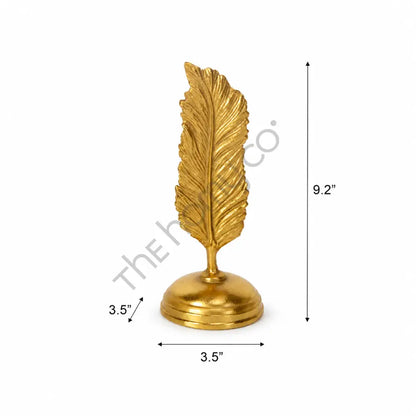 Elegant gold metal leaf sculpture with a metallic finish for modern home decor. - 2
