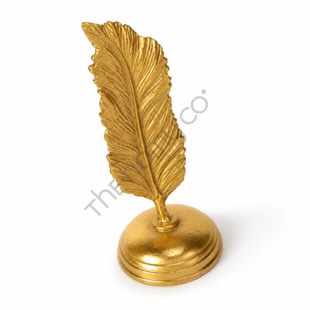 Elegant gold metal leaf sculpture with a metallic finish for modern home decor. - 3