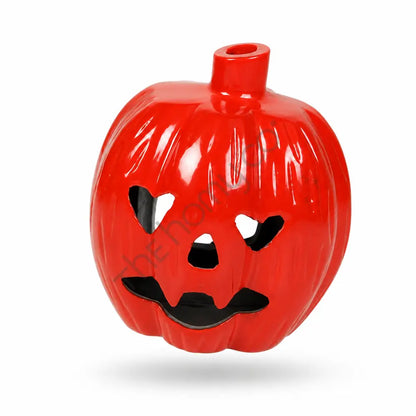 Decorative orange Jack-O'-Lantern pumpkin Halloween lantern with carved face detailing for festive home decor. - 2