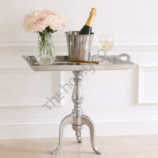 Decorative Tray Side Table | Wooden Snack Table for Living Room Bedroom & Sofa - Tables
