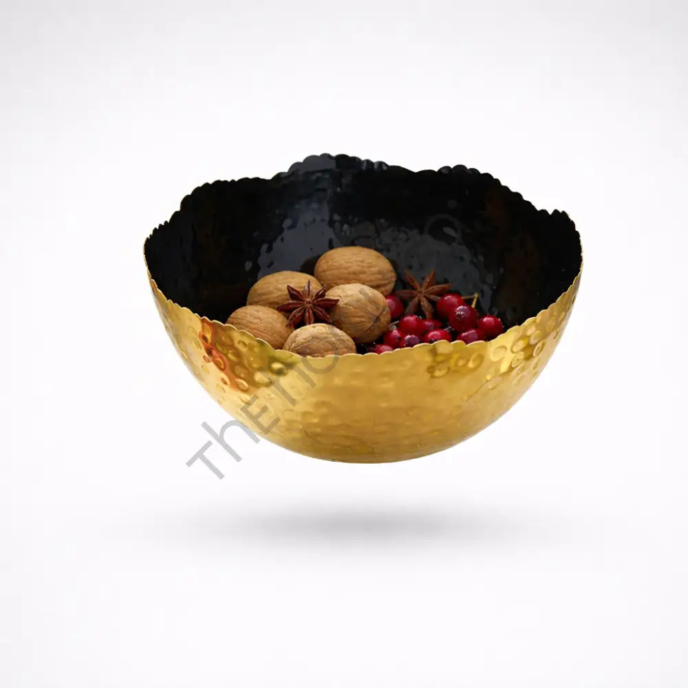 Designer Hammered Metal Bowl | Decorative Centerpiece for Home & Office Decor