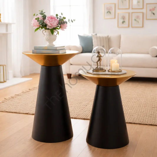 Designer Metal Side Table Set | Round Accent Tables for Living Room Bedroom & Office - Tables