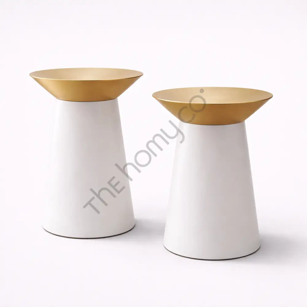 Designer Metal Side Table Set | Round Accent Tables for Living Room Bedroom & Office - Tables